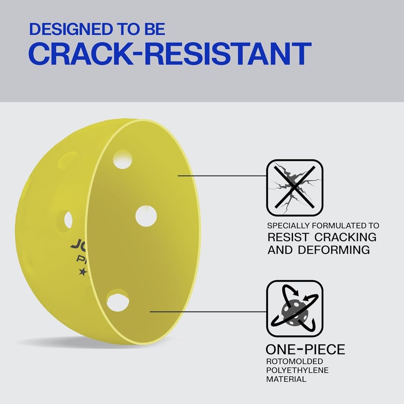 JOOLA Primo Pickleball Balls - Tournament Indoor and Outdoor Pickleball Balls - USAPA Approved - Ideally Weighted and Precision Crafted 40 Hole Design Official Size - Choose 4, 20, 100 Pack - Image 5